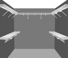 Walk in closet layout 1, 2.44m / 8' square