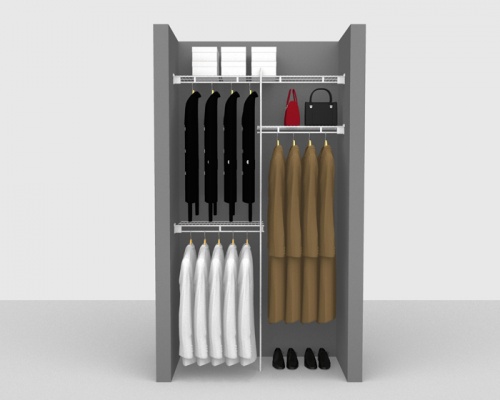 Fixed Mount Cloakroom Package 3 - Shelf & Rod shelving up to 1,22m/ 4' wide