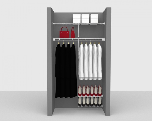 Fixed Mount Cloakroom Package 2 - Shelf & Rod shelving up to 1,22m/ 4' wide
