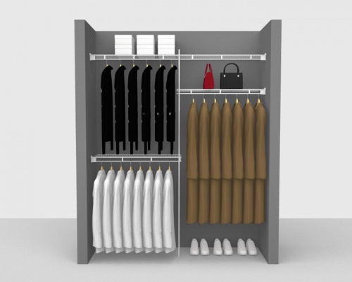 Fixed Mount Cloakroom Package 3 - Shelf & Rod shelving up to 1,83m/ 6' wide