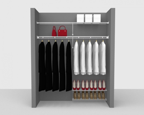 Fixed Mount Cloakroom Package 2 - Shelf & Rod shelving up to 1,83m/ 6' wide