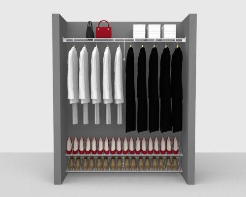 Fixed Mount Cloakroom Package 1 - Shelf & Rod shelving up to 1,83m/ 6' wide