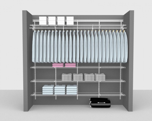 Adjustable Package 6 - ShelfTrack with Linen shelving up to 2,44m/ 8' wide